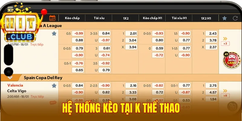 Hệ thống kèo tại K Thể Thao
