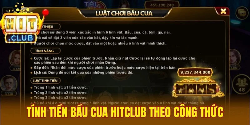 Tính tiền Bầu Cua Hitclub theo công thức